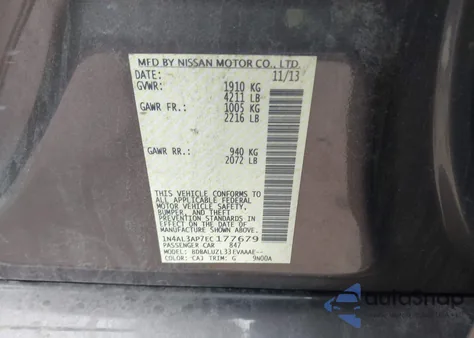 2014 Nissan Altima 2.5 Sv из США, поврежденный, VIN 1N4AL3AP7EC177679